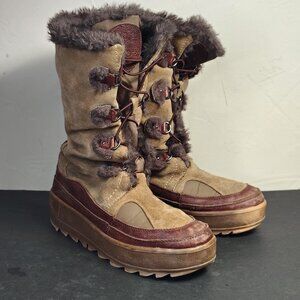 Pajar Canada USA Boots Womens Fur Leather Lace Up Native Winter Snow Size 11